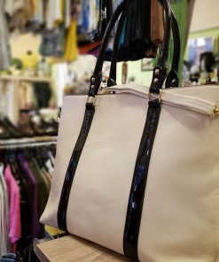 Női műbőr válltáska - Fehér/fekete