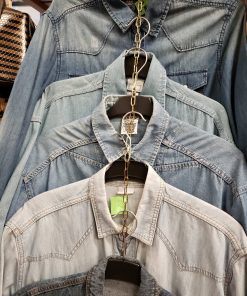 Férfi, kék farmer ing, L-es