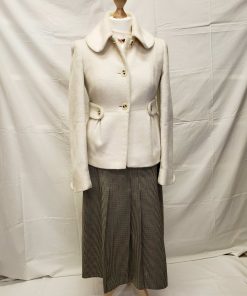 Női, hófehér, prémhatású kabátka