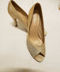 "YOMAX" Női, arany csillám színű tűsarkú alkalmi cipő, 36-os